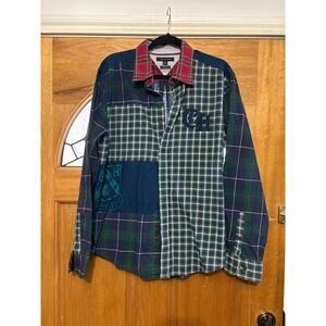 Tommy Hilfiger Patchwork Plaid Button Down Shirt Large